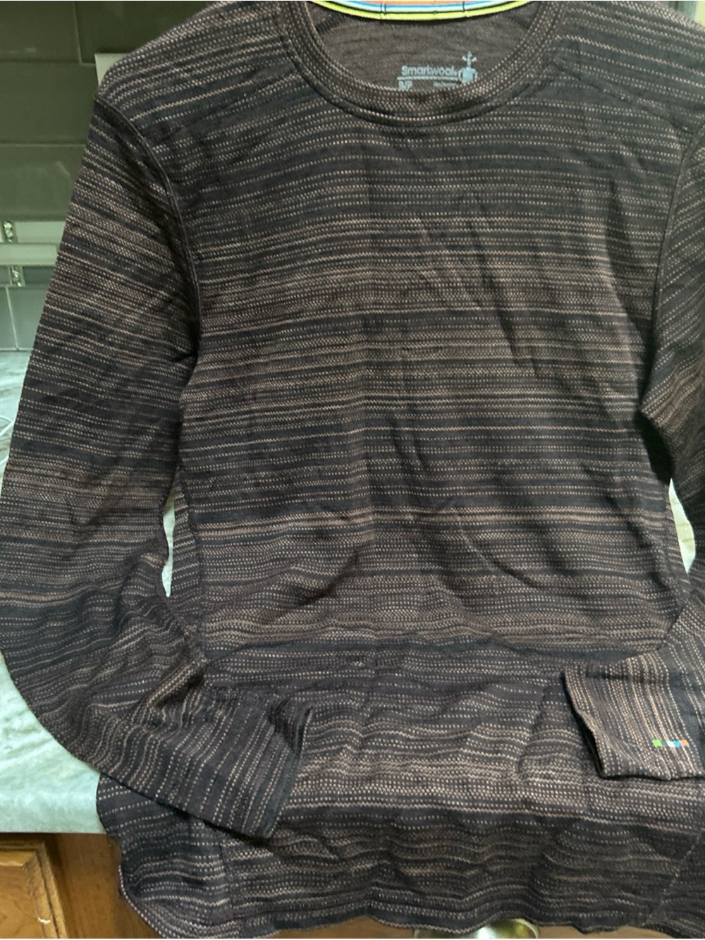 SMARTWOOL Shirt Striped Merino 250 Base Layer 100% Merino Wool mens Small
